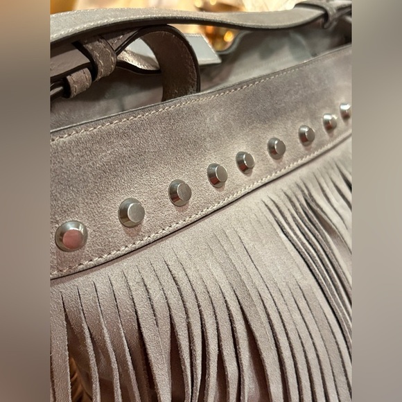 Michael Kors Gray Billy Fringe Crossbody Bag with Studded Detail - Picture 3 of 16